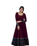 Elegant Wine Maroon Anarkali Gown with Traditional Printed Border